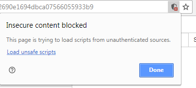 Browser shield icon showing the option to load unsafe scripts