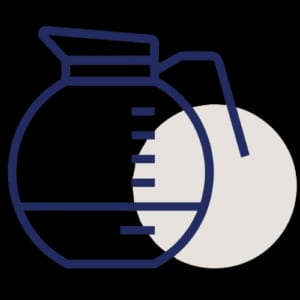 icon of a coffee pot with an offset grey circle