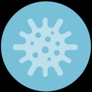 blue abstract graphic circle of a virus