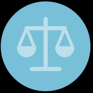 blue icon of old-fashioned scales