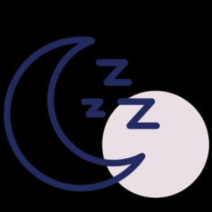 icon of a moon with Z's and an offset lavender circle