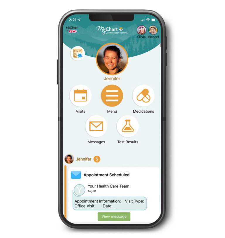 MyChart mobile app on iPhone